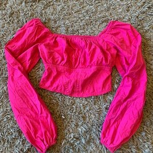 Vibrant Pink Off-Shoulder Crop Top
